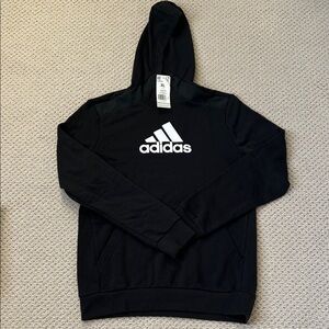 Adidas Men's Black and White Logo Hoodie